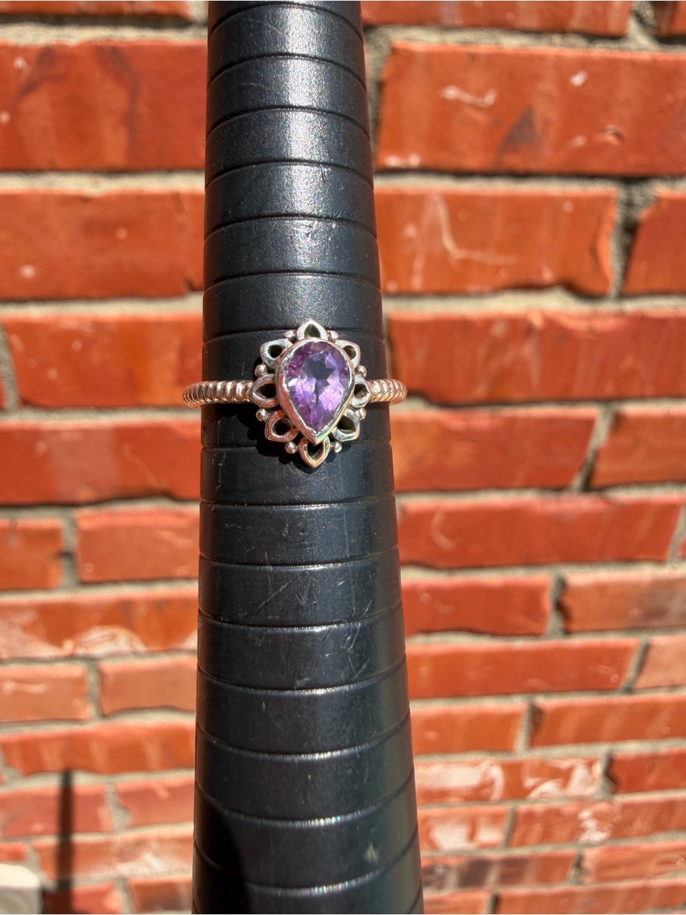 Sterling Silver Amethyst Teardrop Gemstone Ring